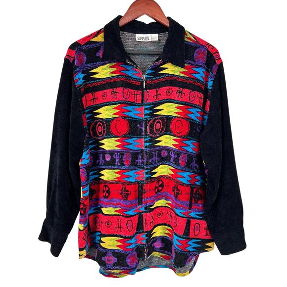 Chico's Design Tops - Chicos Design Vintage 2 Large Wearable Art Jacket Coat Blouse Shirt Top Abstract